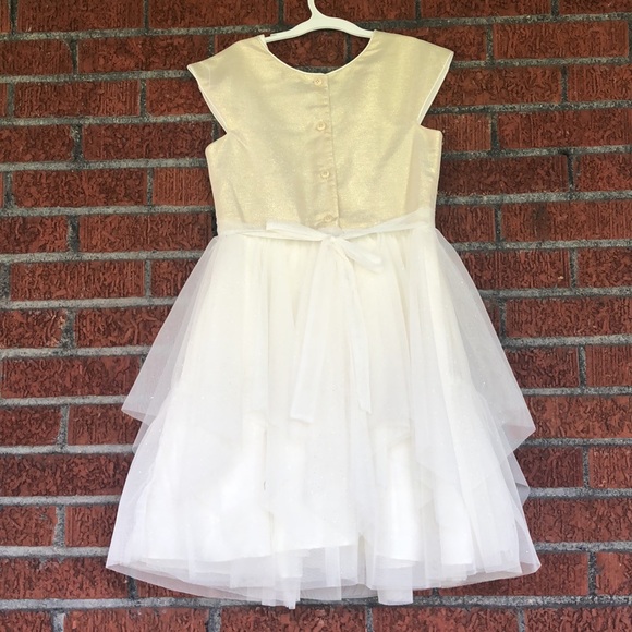 JONA MICHELLE GIRLS GOLD WITH LACE & TULLE DRESS - Picture 2 of 7